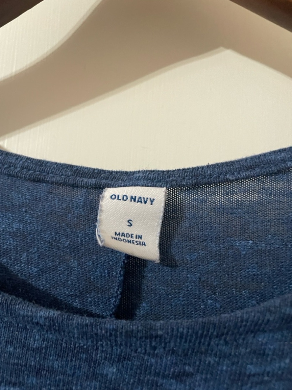 Old Navy Cobalt Blue Linen Blend SS Knit Swing Mini Dress Size Small - Picture 4 of 6
